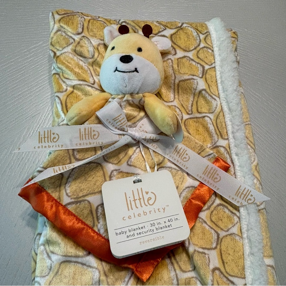 Giraffe Baby Blanket - Orange and White